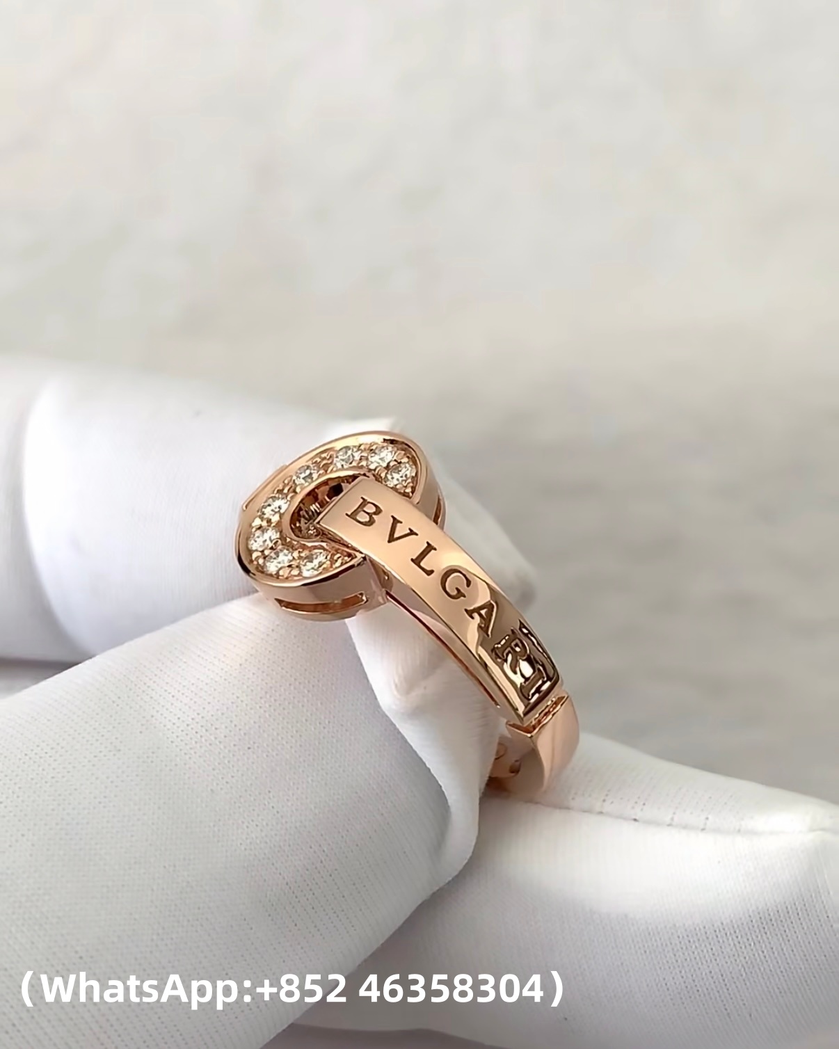Custom Bvlgari Bvlgari Ring Set with Pavé Diamonds