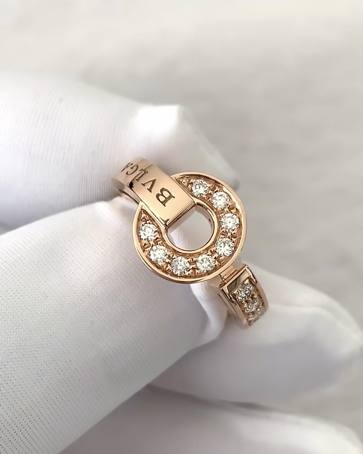 Custom Bvlgari Bvlgari Ring Set with Pavé Diamonds