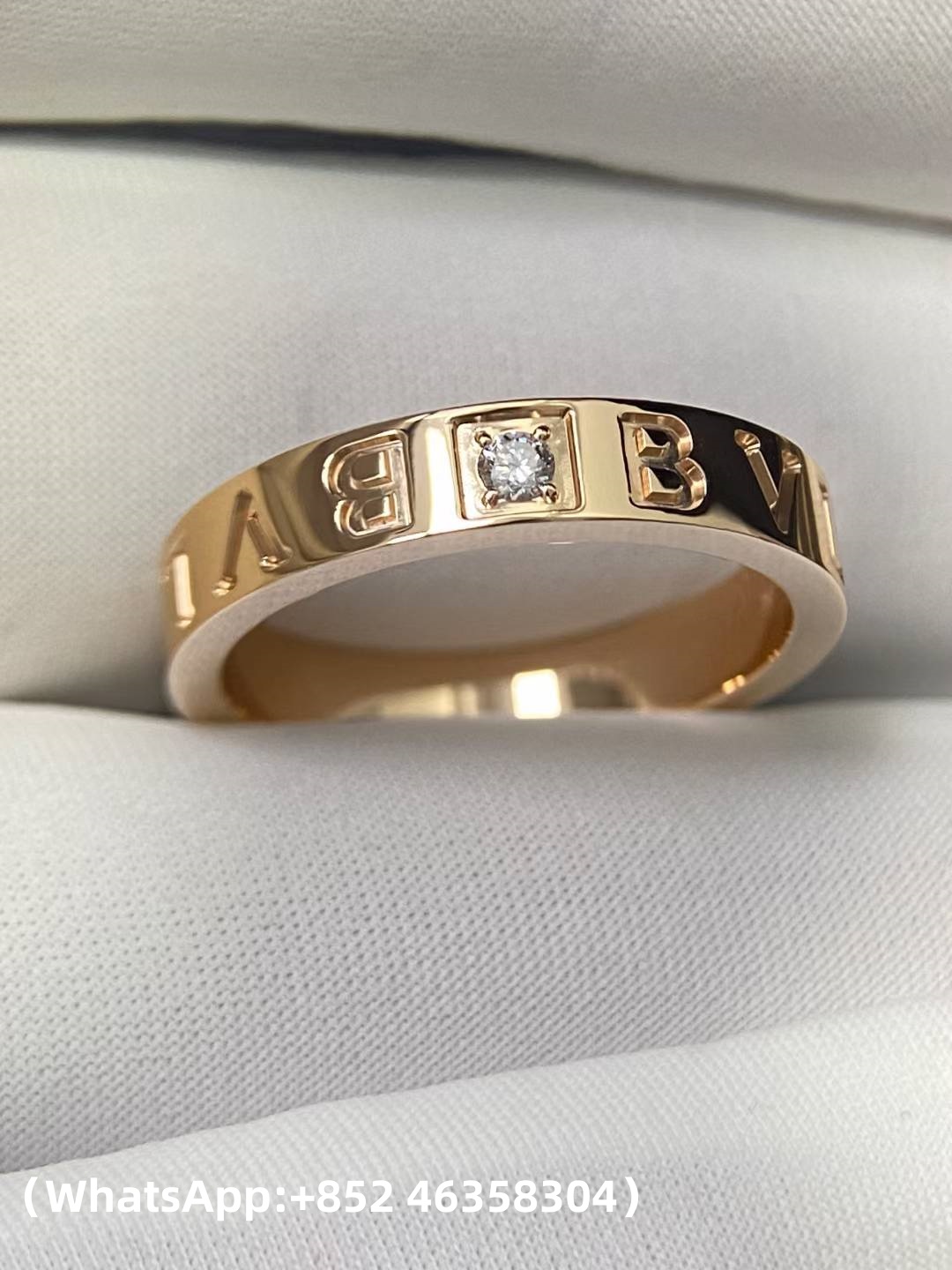 Custom Solid 18k Gold Bulgari B.zero1 Essential Band Ring Set with a Diamond