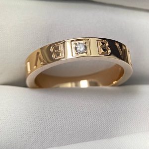 Custom Solid 18k Gold Bulgari B.zero1 Essential Band Ring Set with a Diamond