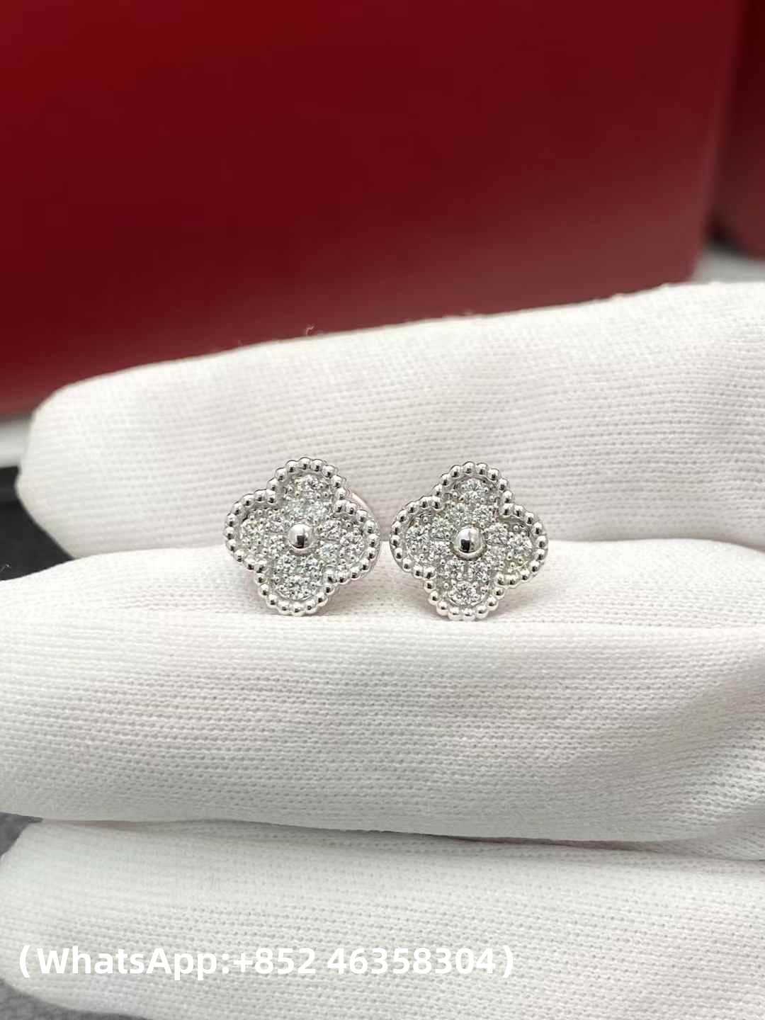 Custom Van Cleef & Arpels Sweet Alhambra Earstuds Diamond
