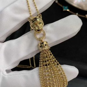 Custom Solid 18K Gold Cartier Panthère de Cartier Long Necklace