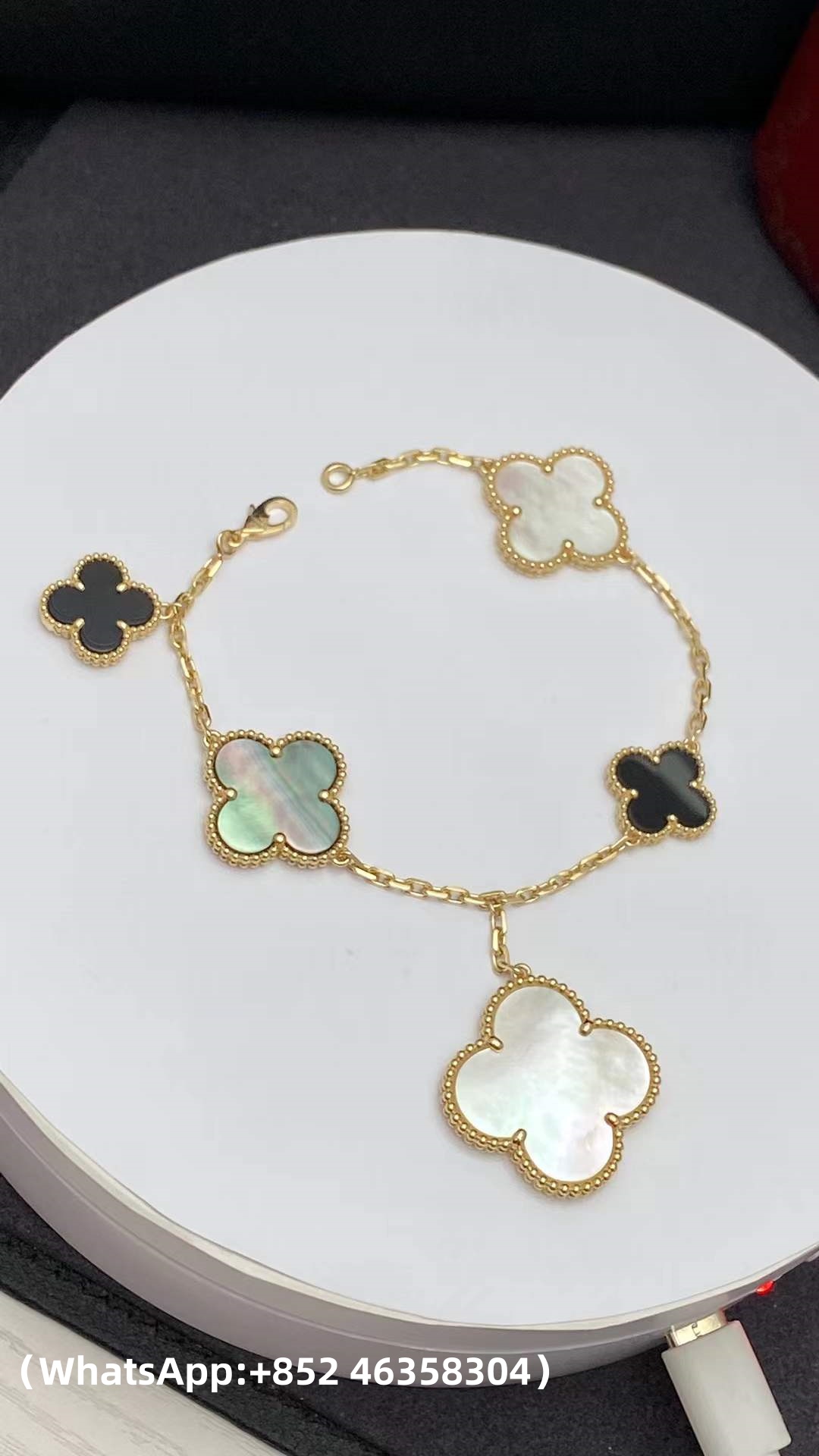 Custom Solid 18k Gold Van Cleef & Arpels Jewelry Magic Alhambra Bracelet