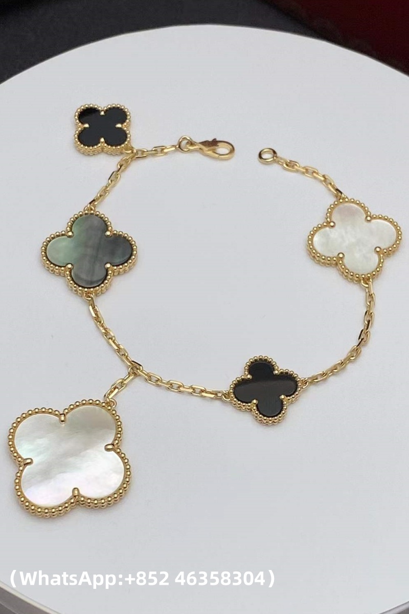 Custom Solid 18k Gold Van Cleef & Arpels Jewelry Magic Alhambra Bracelet