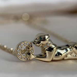 Custom Solid 18k Gold Cartier Jewelry Panthère de Cartier Pendant