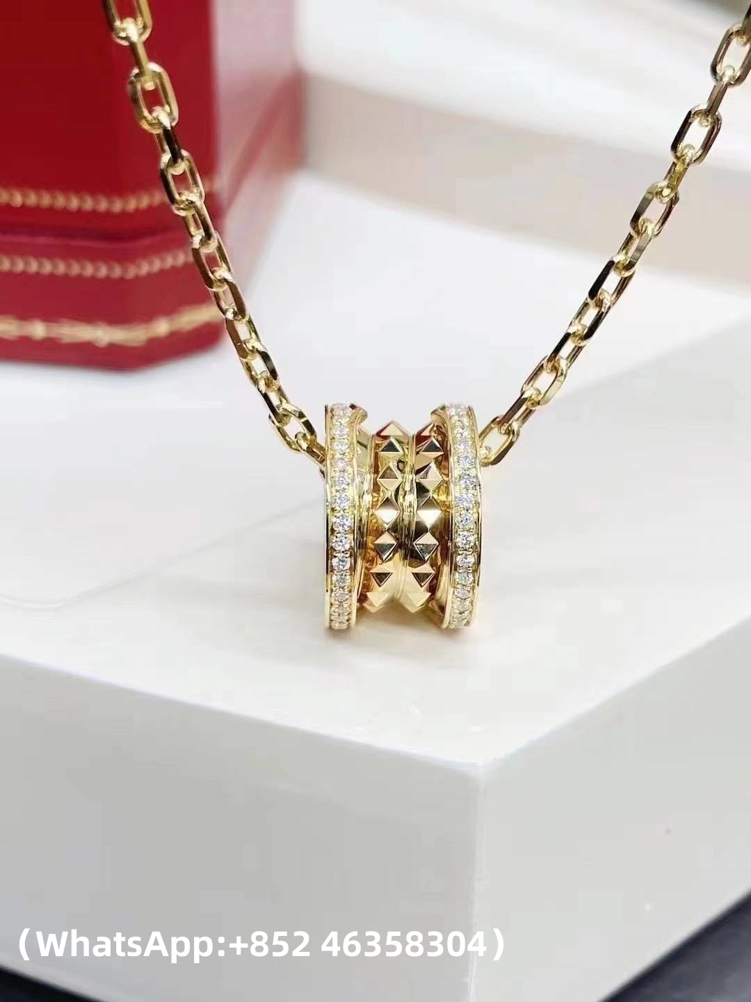 Custom Bvlgari B.Zero1 Rock Necklace Pendant with Studded Spiral