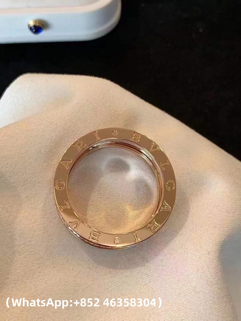 Custom Solid 18k Gold Bulgari Jewelry B.Zero1 Rock Two-Band Ring with Studded Spiral and Pavé Diamonds on the Edges