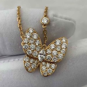 Custom Van Cleef & Arpels Two Butterfly Pendant