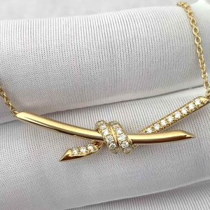 Custom Tiffany Knot Pendant with Diamonds