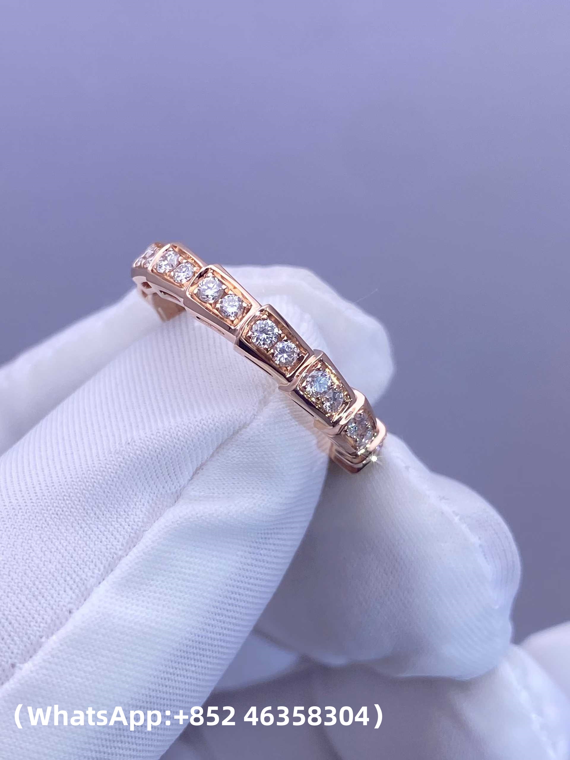 Custom Bvlgari Serpenti Viper One-coil Ring set with Full Pavé Diamonds