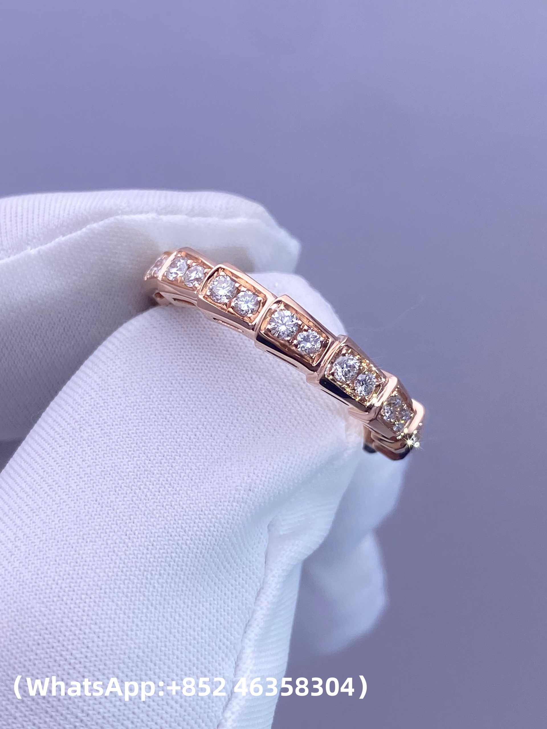 Custom Bvlgari Serpenti Viper One-coil Ring set with Full Pavé Diamonds