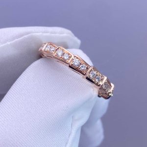 Custom Bvlgari Serpenti Viper One-coil Ring set with Full Pavé Diamonds