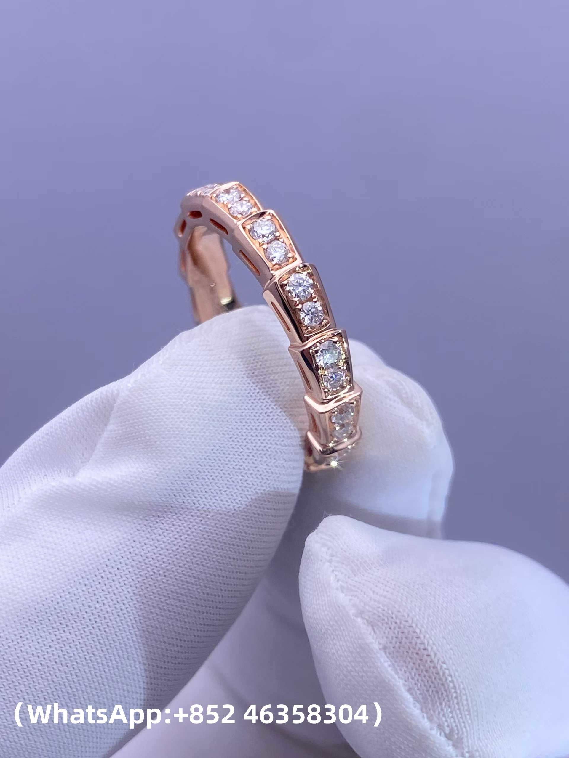Custom Bvlgari Serpenti Viper One-coil Ring set with Full Pavé Diamonds