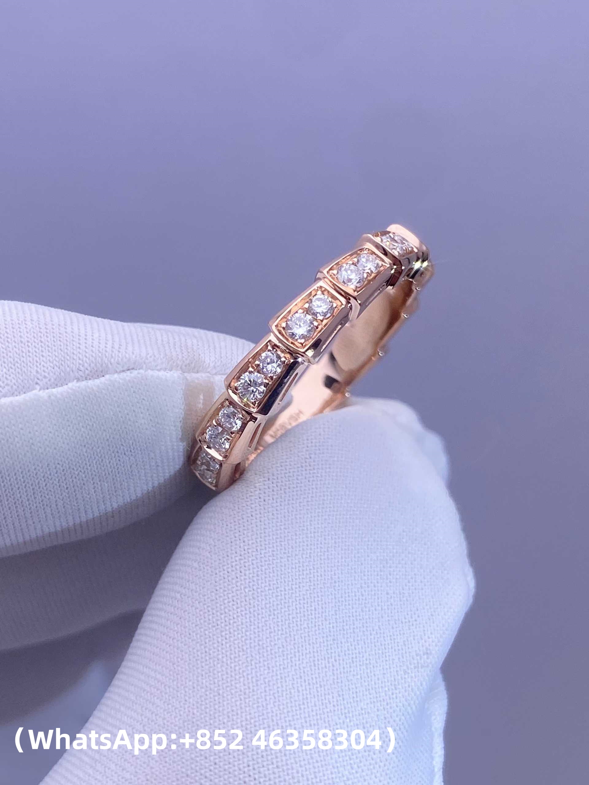 Custom Bvlgari Serpenti Viper One-coil Ring set with Full Pavé Diamonds