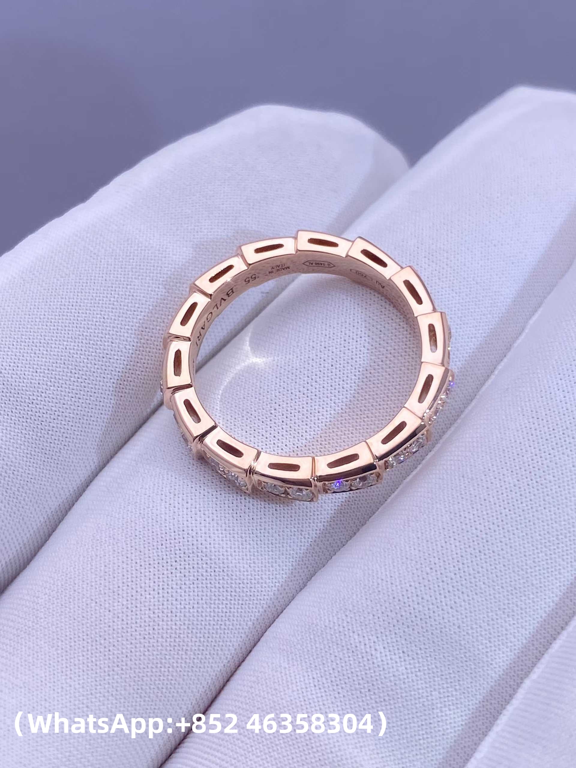 Custom Bvlgari Serpenti Viper One-coil Ring set with Full Pavé Diamonds