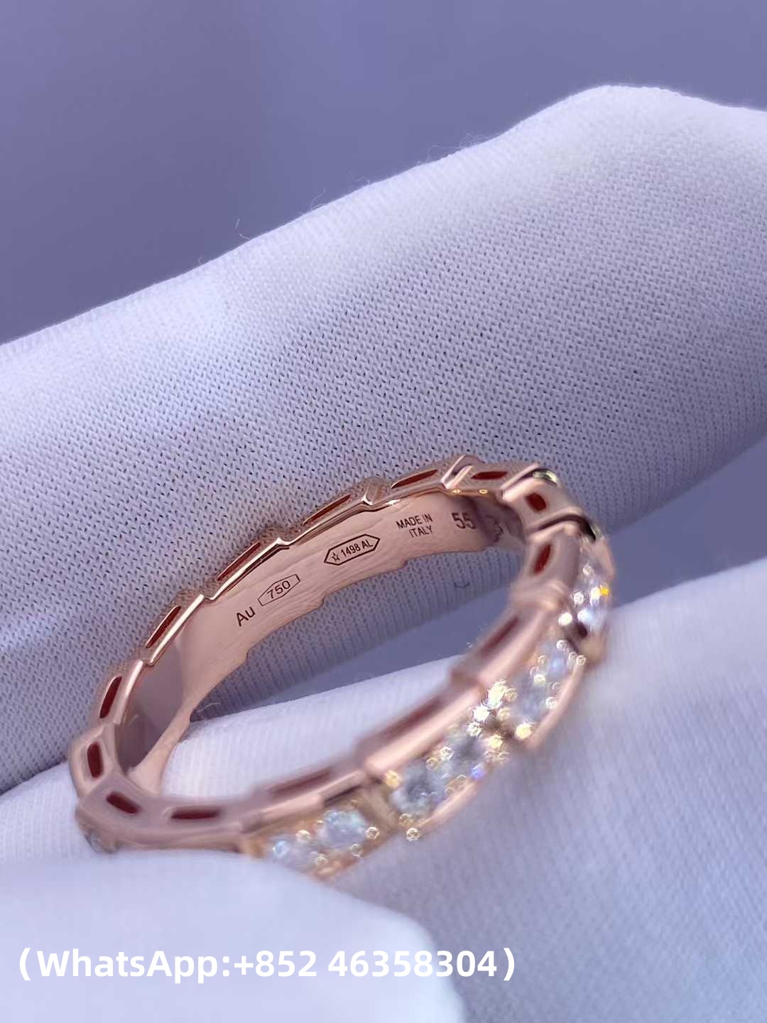 Custom Bvlgari Serpenti Viper One-coil Ring set with Full Pavé Diamonds