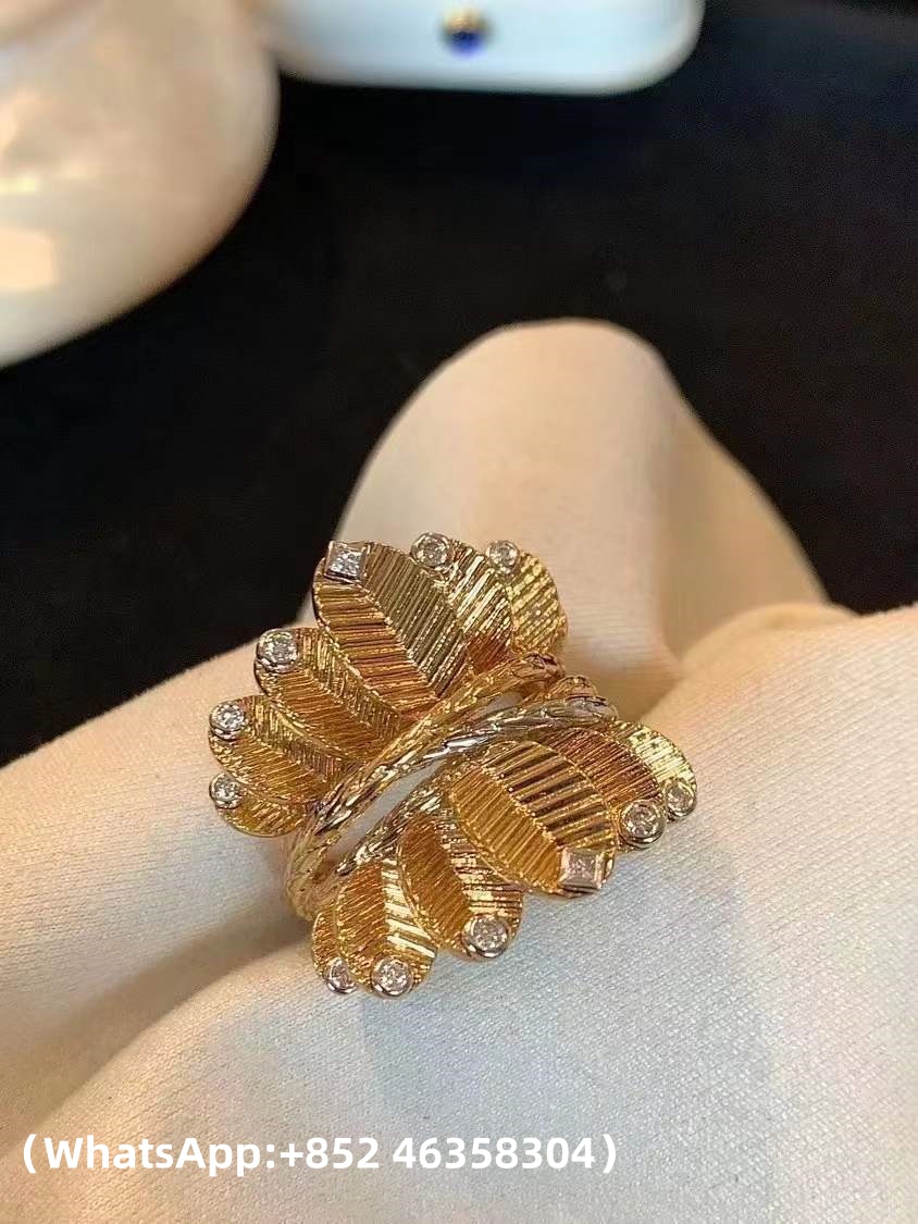 Custom Solid 18k Gold Cartier Grain de Café Ring Diamonds