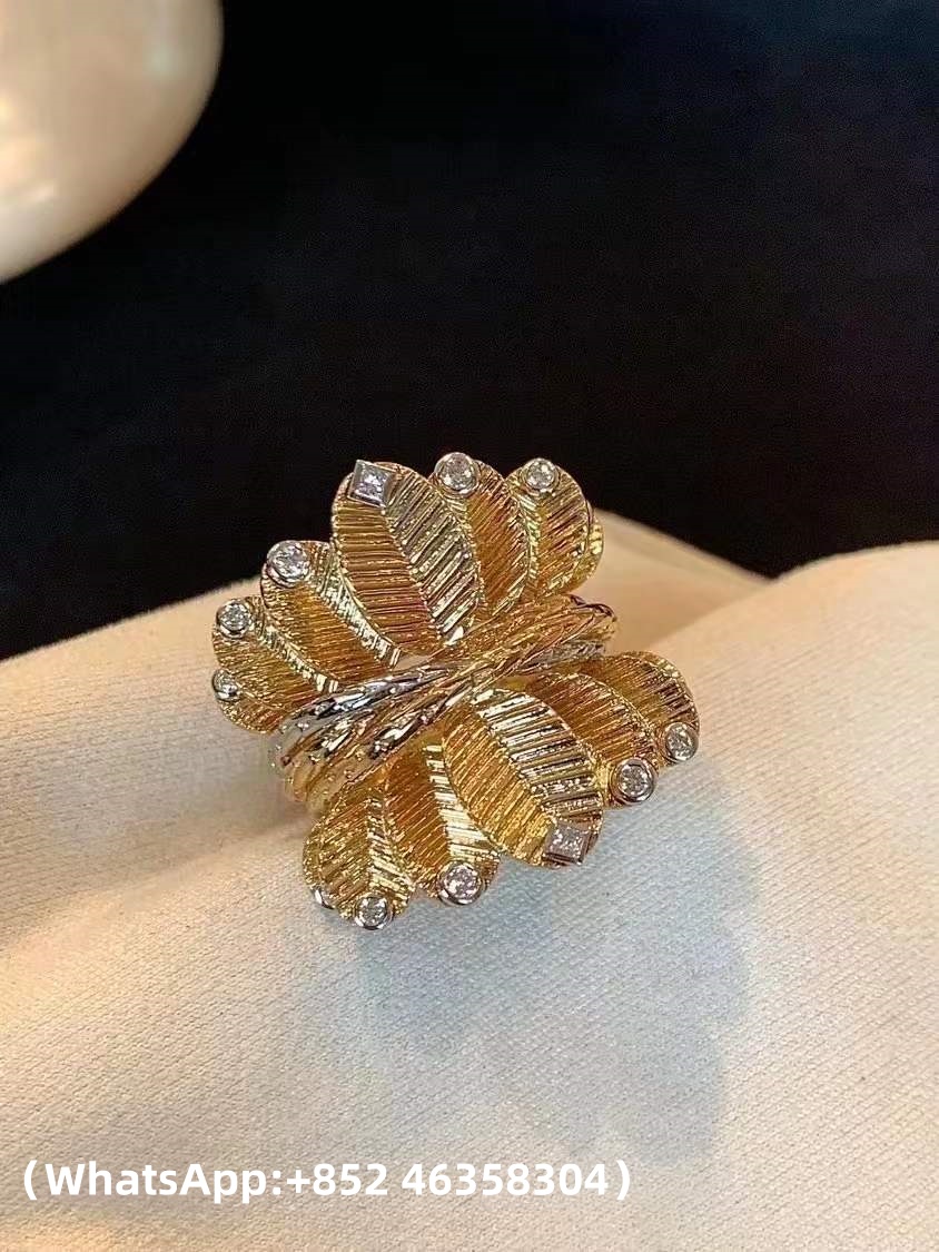 Custom Solid 18k Gold Cartier Grain de Café Ring Diamonds
