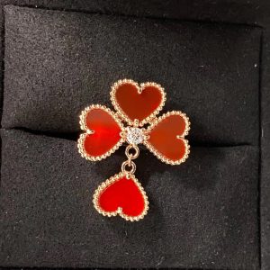 Custom Van Cleef & Arpels Sweet Hearts Ring Carnelian