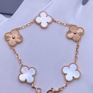 Custom Solid 18k Gold Jewelry Van Cleef & Arpels Vintage Alhambra Bracelet 5 Motifs Mother-of-pearl
