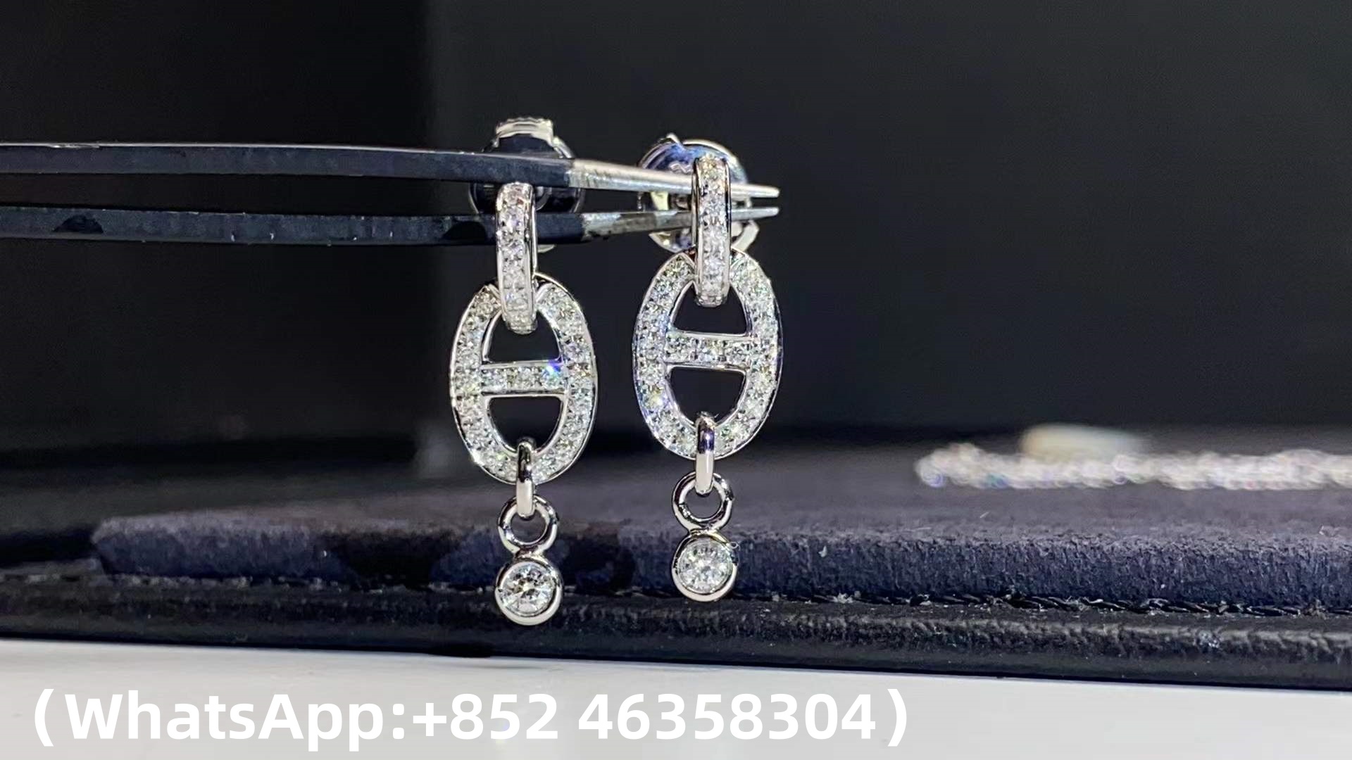 Custom solid 18k gold Hermes Chaine d'Ancre Drop Earrings