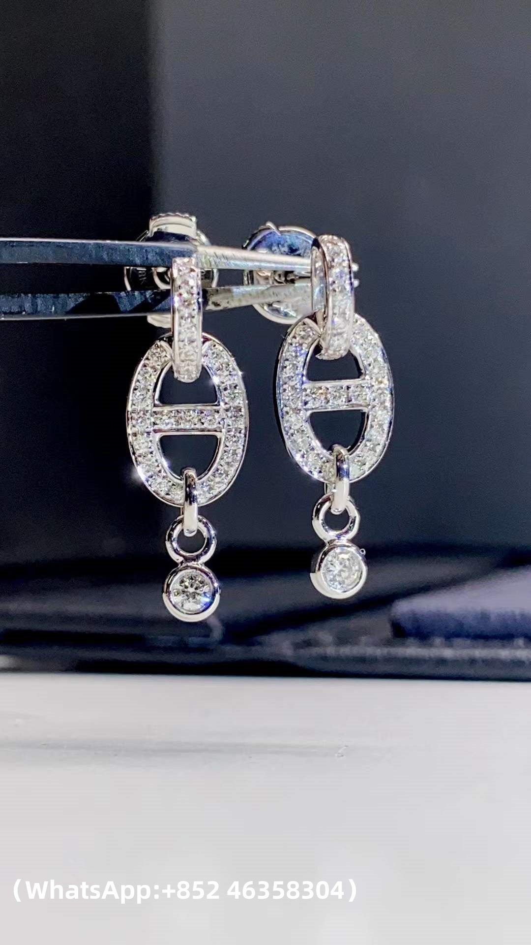 Custom solid 18k gold Hermes Chaine d'Ancre Drop Earrings