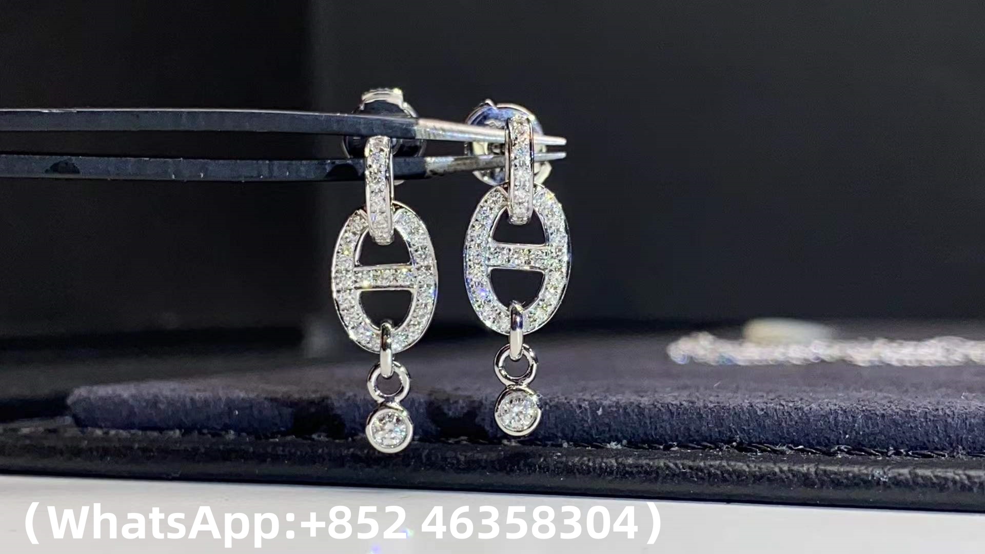 Custom solid 18k gold Hermes Chaine d'Ancre Drop Earrings