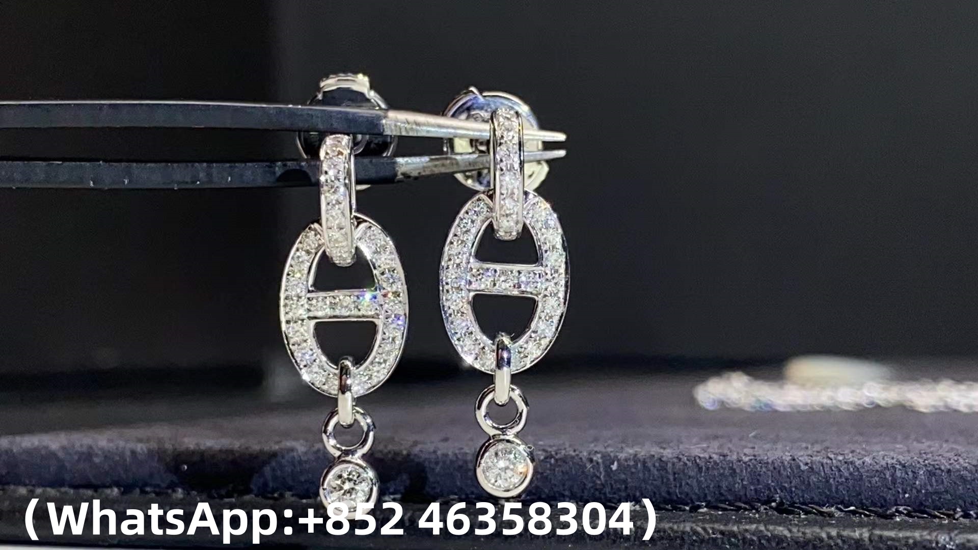 Custom solid 18k gold Hermes Chaine d'Ancre Drop Earrings