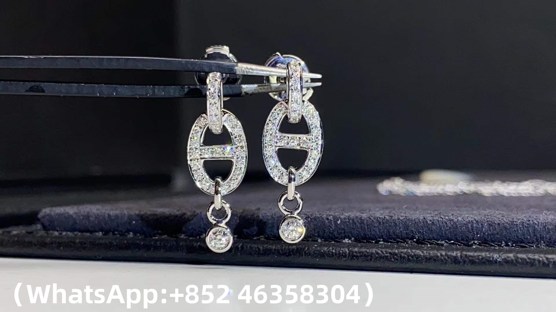 Custom solid 18k gold Hermes Chaine d'Ancre Drop Earrings