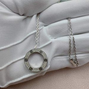 Custom Solid 18k Gold Cartier Jewelry LOVE Pendant Paved Diamonds