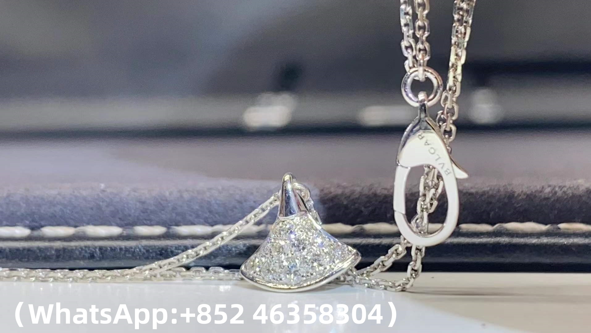 custom Bvlgari Divas' Dream Bracelet with Pendant Set with Full Pavé Diamonds