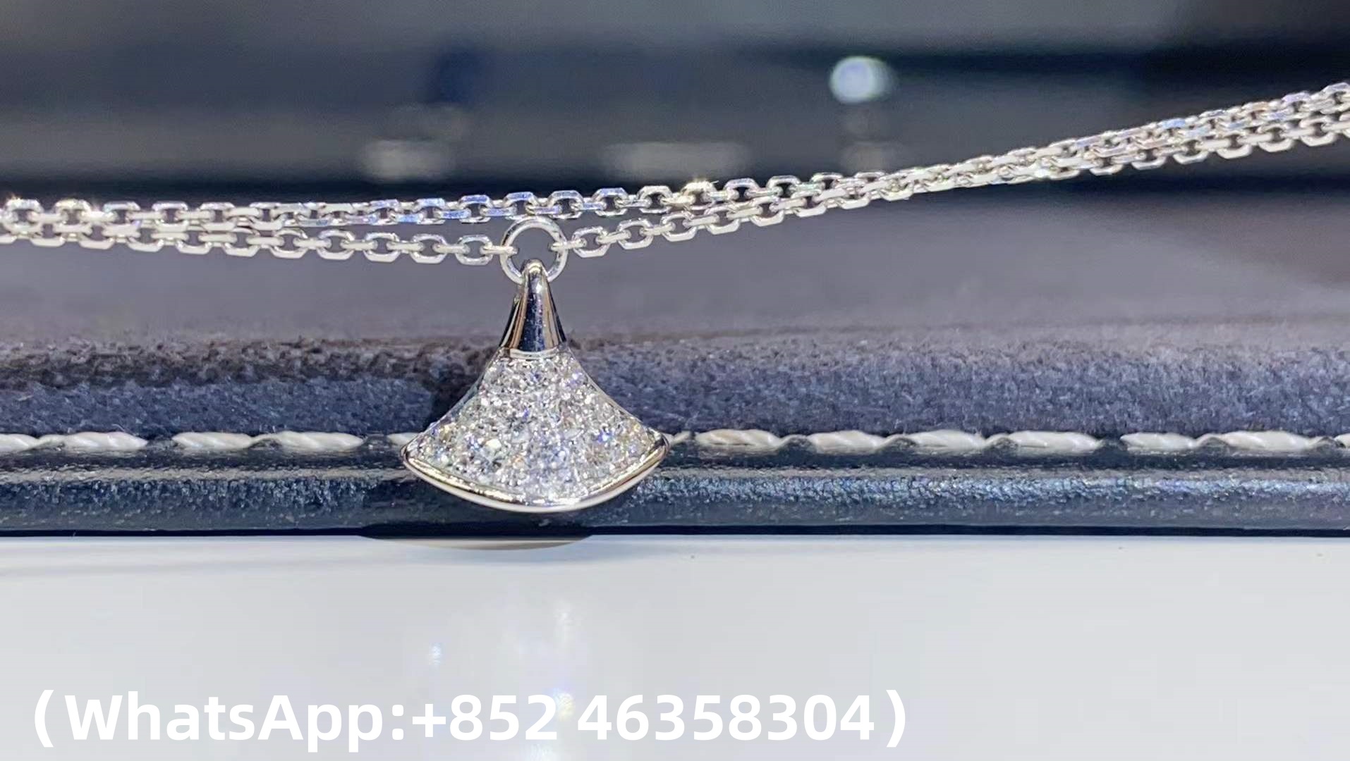 custom Bvlgari Divas' Dream Bracelet with Pendant Set with Full Pavé Diamonds