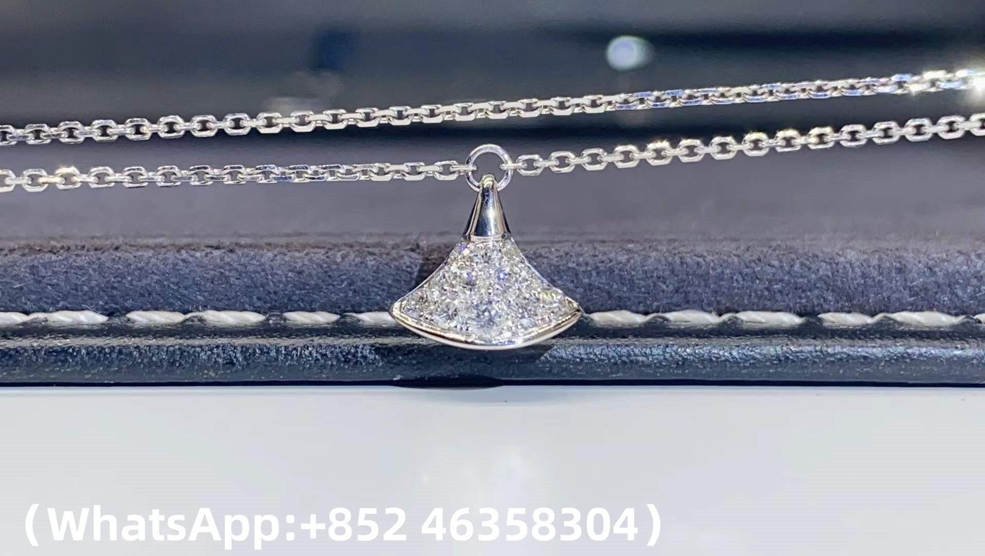 custom Bvlgari Divas' Dream Bracelet with Pendant Set with Full Pavé Diamonds