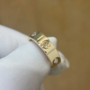 Custom Solid 18k Gold Cartier Jewelry LOVE Ring Classic Model 3 Diamonds
