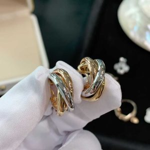 Custom Solid 18k Gold Cartier Trinity Earrings