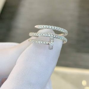 Custom Solid 18k Gold Cartier Jewelry Juste un Clou Ring Double Half-Paved