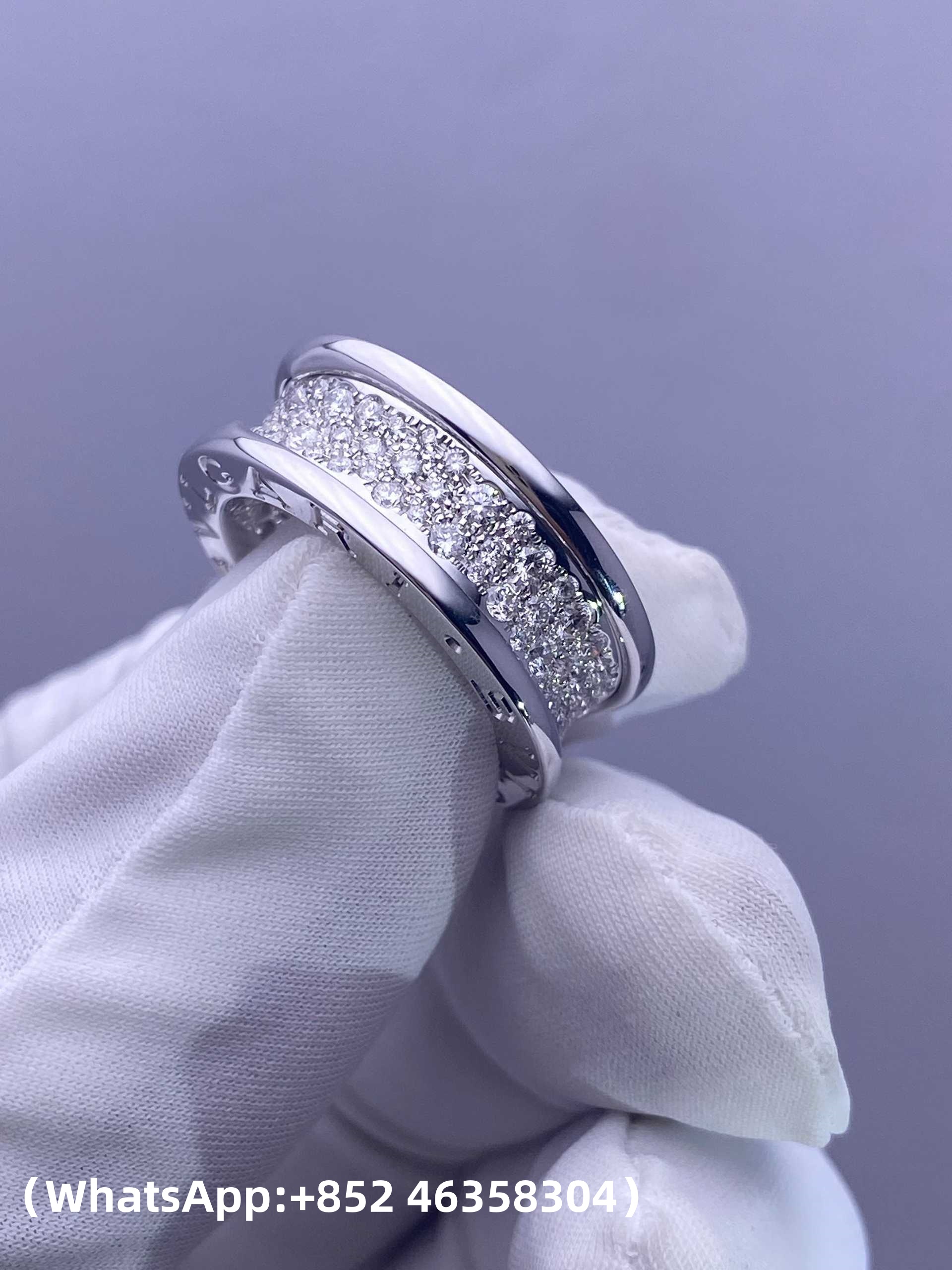 Custom 18k gold Bvlgari B.Zero1 Ring Set with Pavé Diamonds on the Spiral