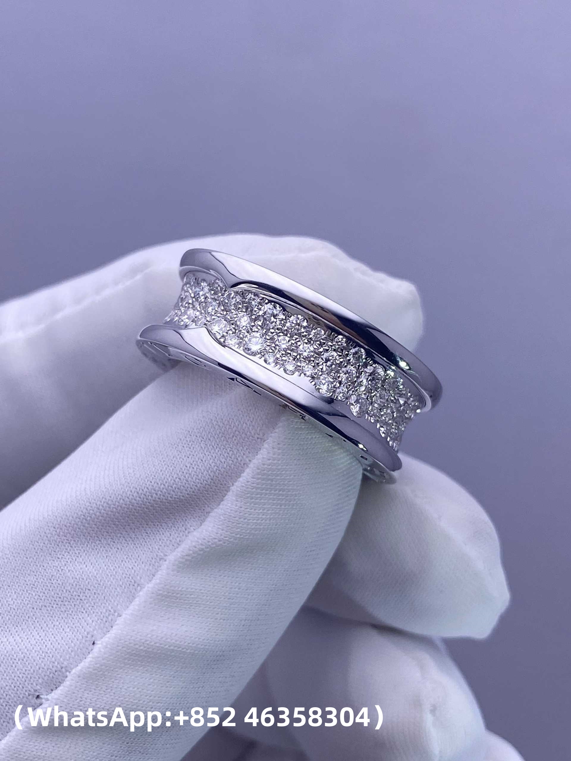 Custom 18k gold Bvlgari B.Zero1 Ring Set with Pavé Diamonds on the Spiral