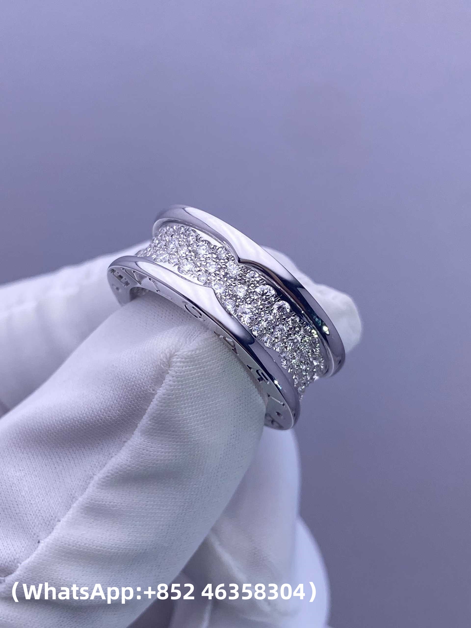 Custom 18k gold Bvlgari B.Zero1 Ring Set with Pavé Diamonds on the Spiral