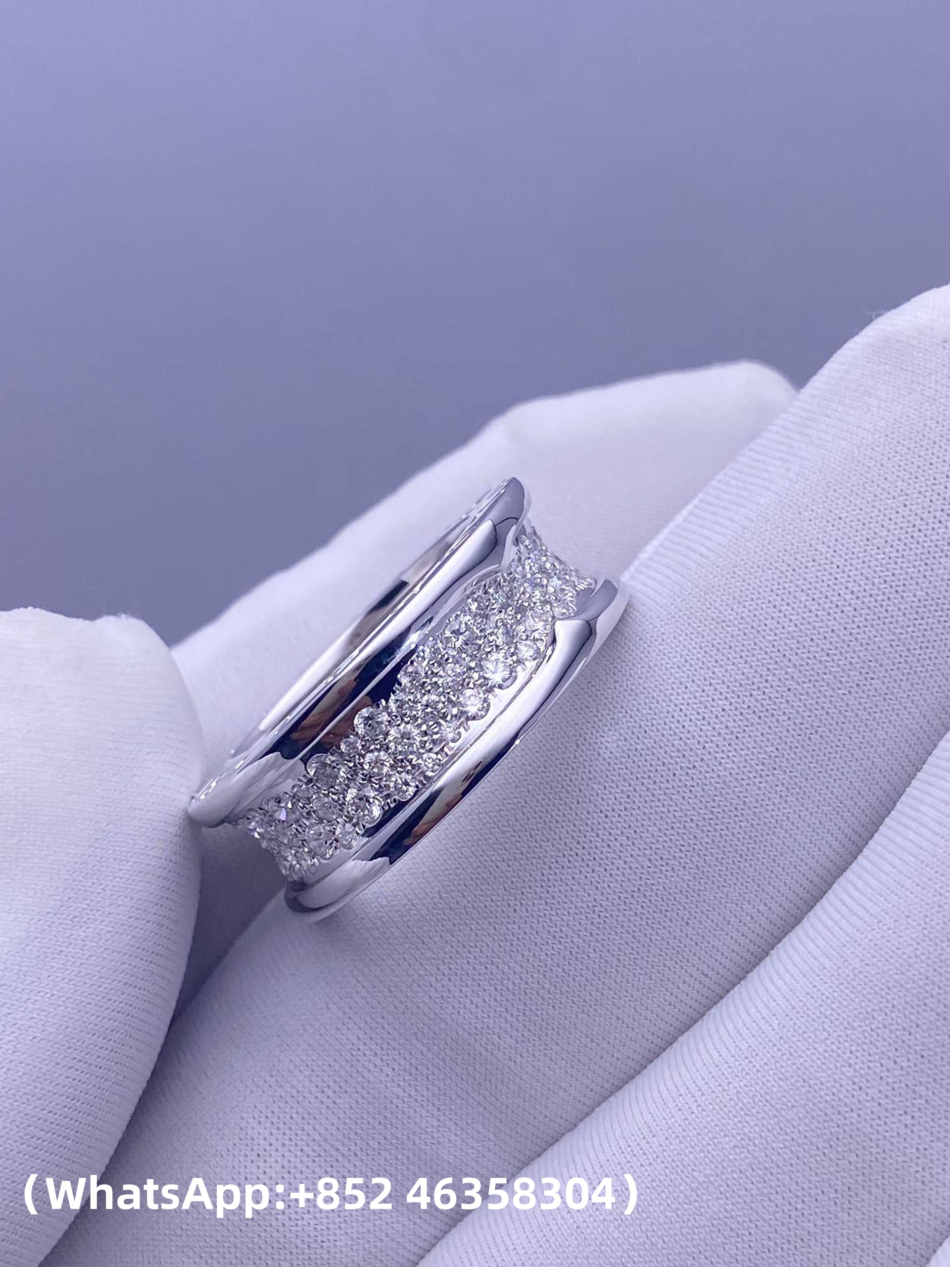 Custom 18k gold Bvlgari B.Zero1 Ring Set with Pavé Diamonds on the Spiral