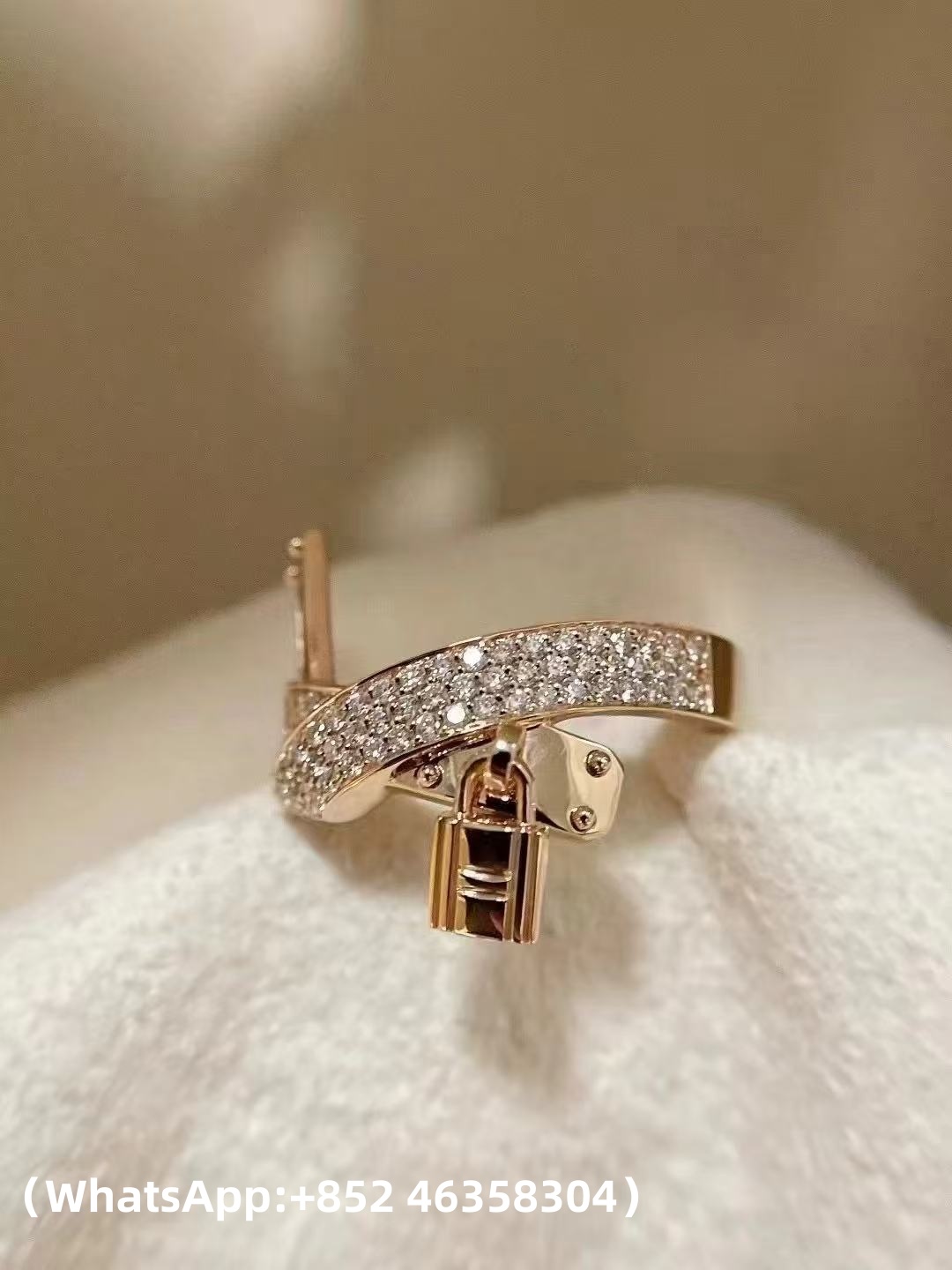 Custom Hermes Kelly Gavroche Ring with Diamonds