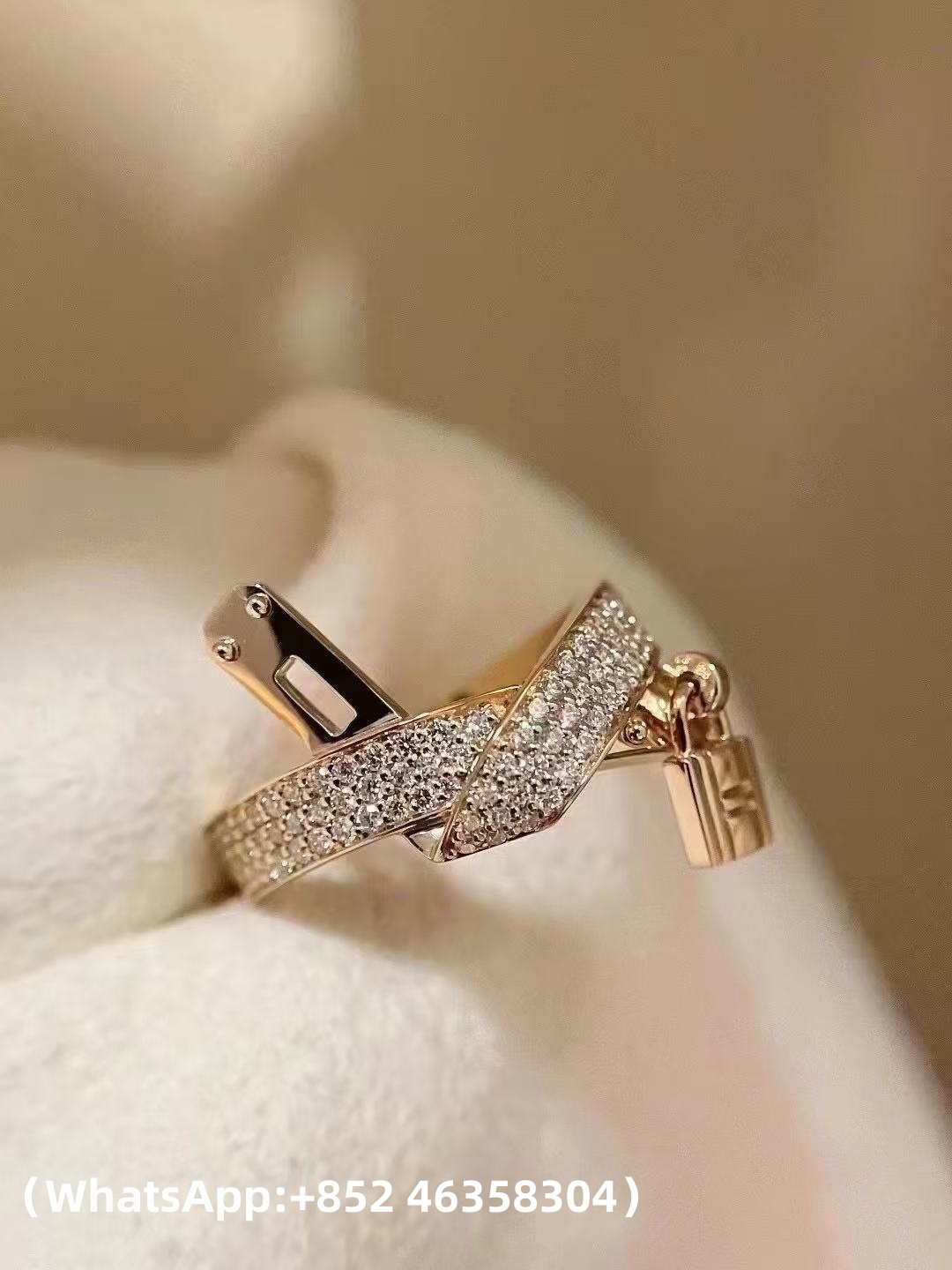 Custom Hermes Kelly Gavroche Ring with Diamonds