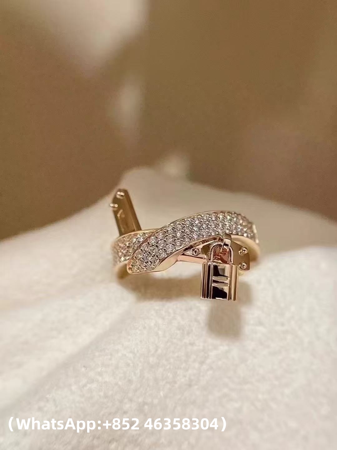 Custom Hermes Kelly Gavroche Ring with Diamonds