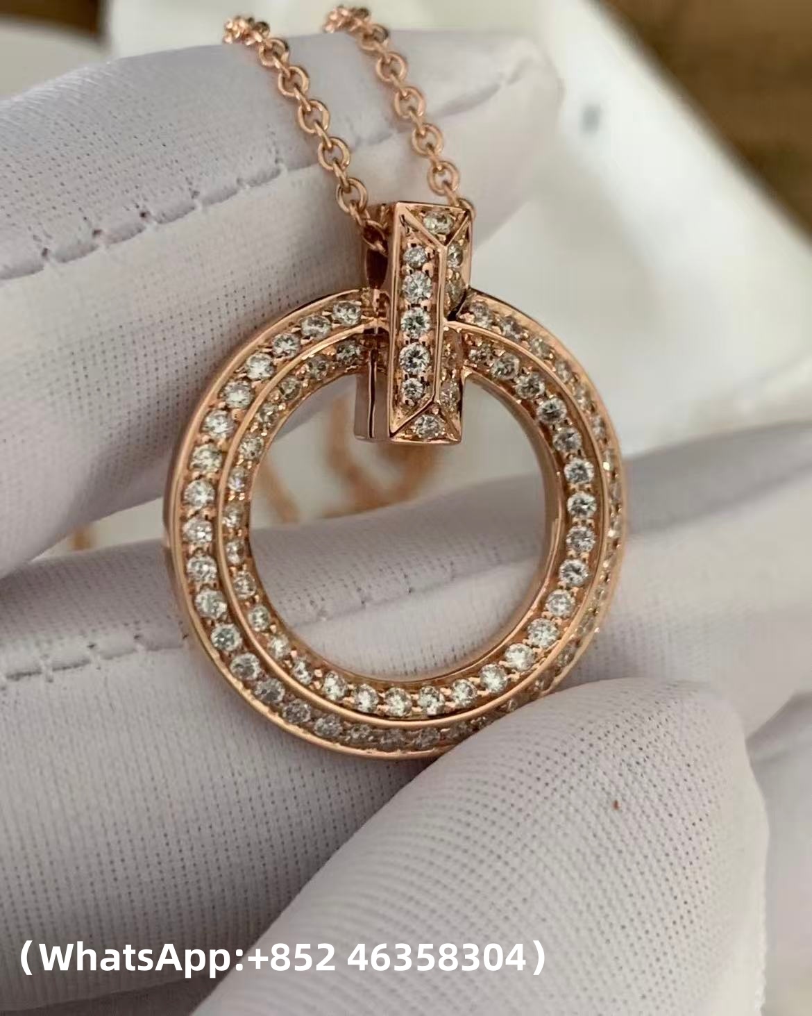 custom 18k gold jewelry Tiffany T T1 Narrow Circle Pendant Pavé Diamonds