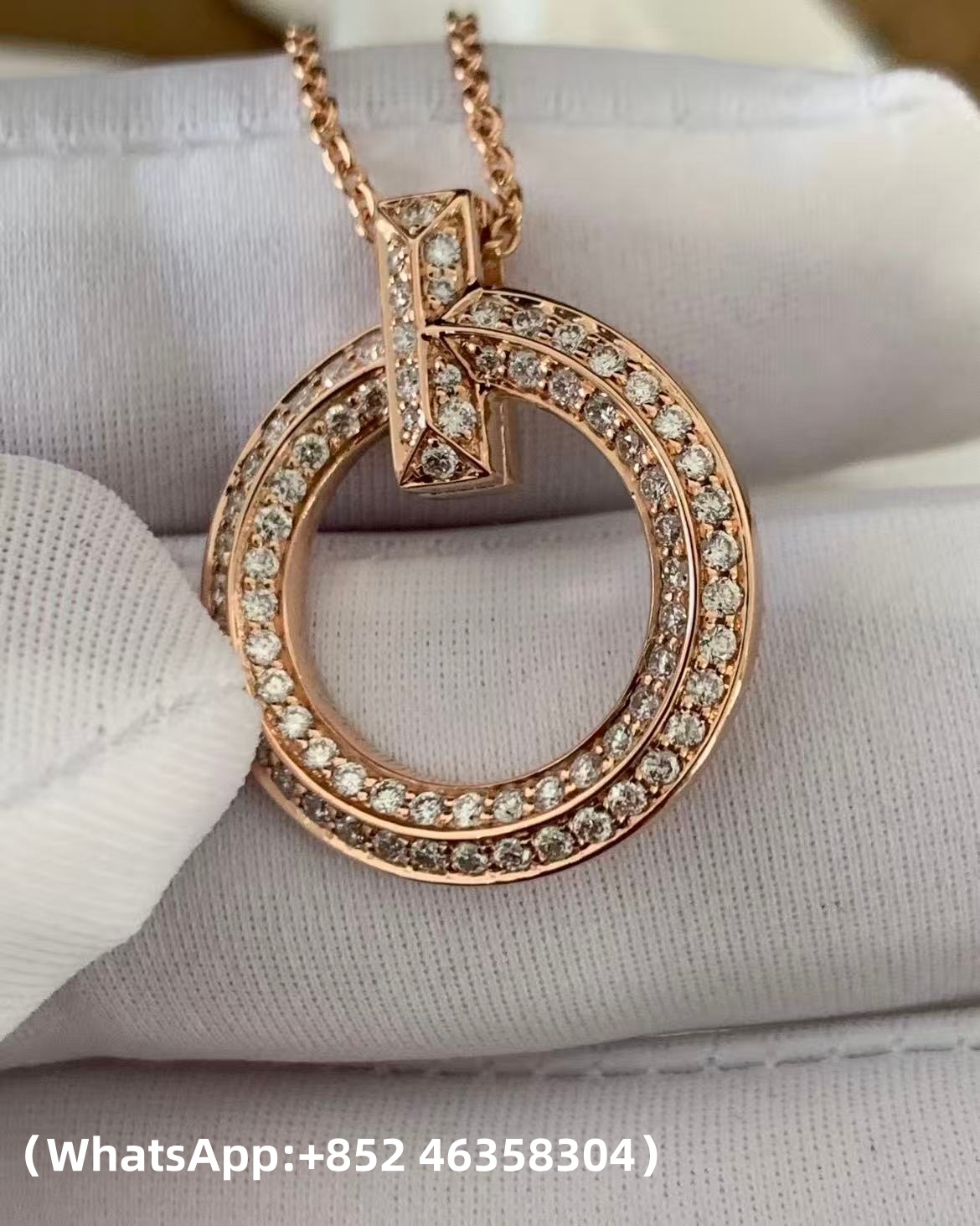 custom 18k gold jewelry Tiffany T T1 Narrow Circle Pendant Pavé Diamonds