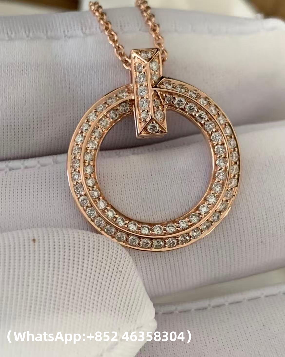 custom 18k gold jewelry Tiffany T T1 Narrow Circle Pendant Pavé Diamonds