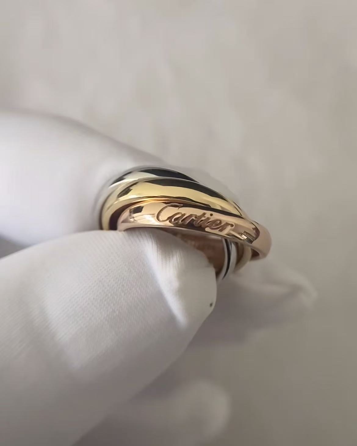 Custom Solid 18k Gold Cartier Jewelry Trinity Ring Classic Model