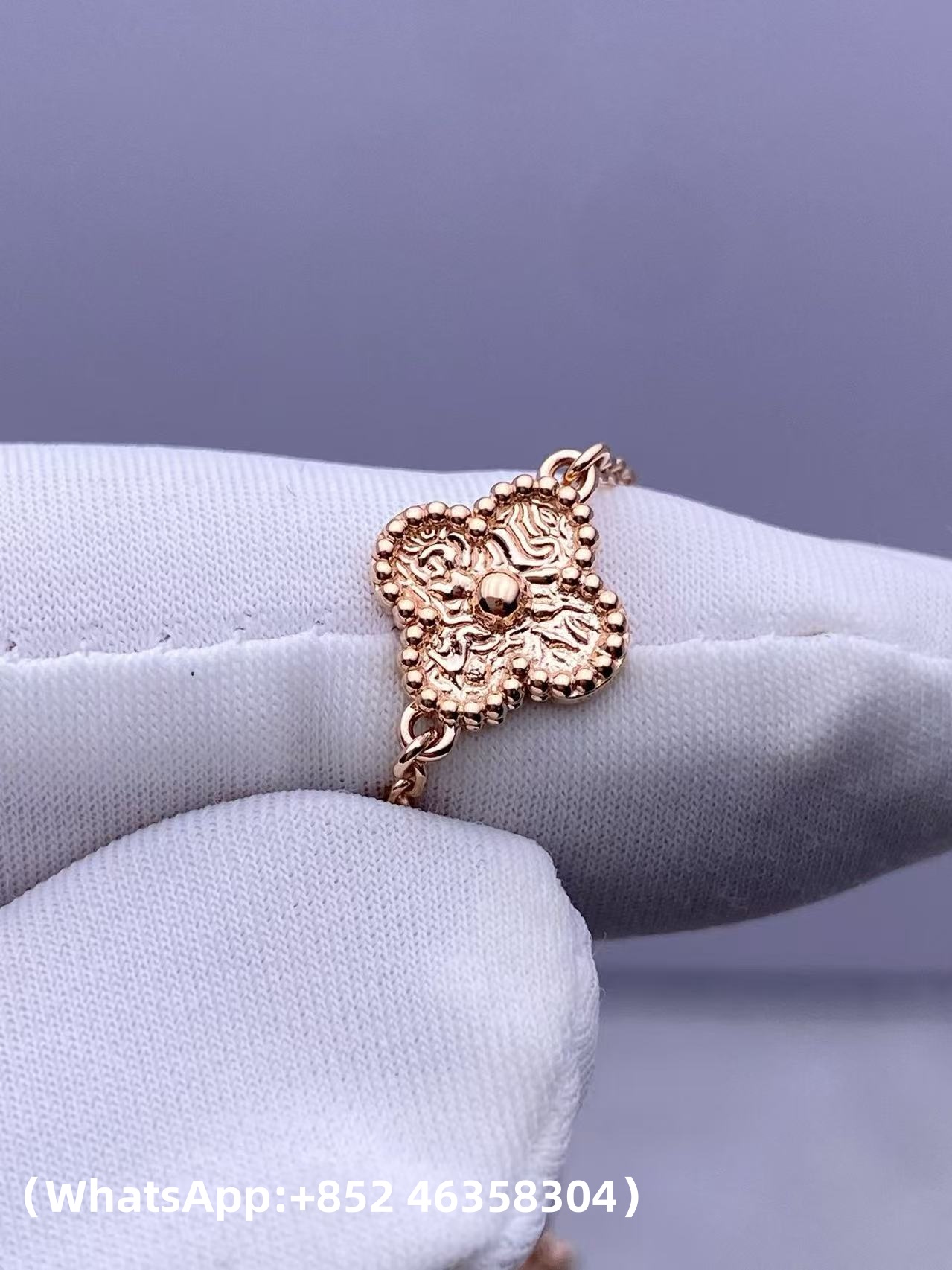 Custom Solid 18k Gold Van Cleef & Arpels Sweet Alhambra Long Necklace 16 Motifs 18K Rose Gold