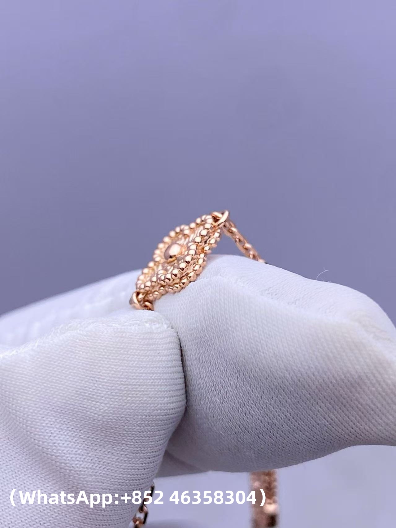 Custom Solid 18k Gold Van Cleef & Arpels Sweet Alhambra Long Necklace 16 Motifs 18K Rose Gold