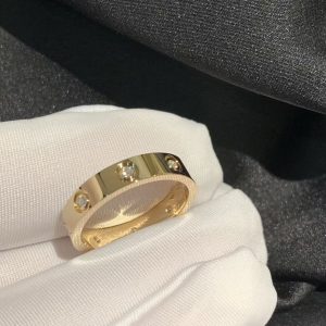 Custom Solid 18K Gold Cartier Jewelry LOVE Ring Small Model 8 Diamonds